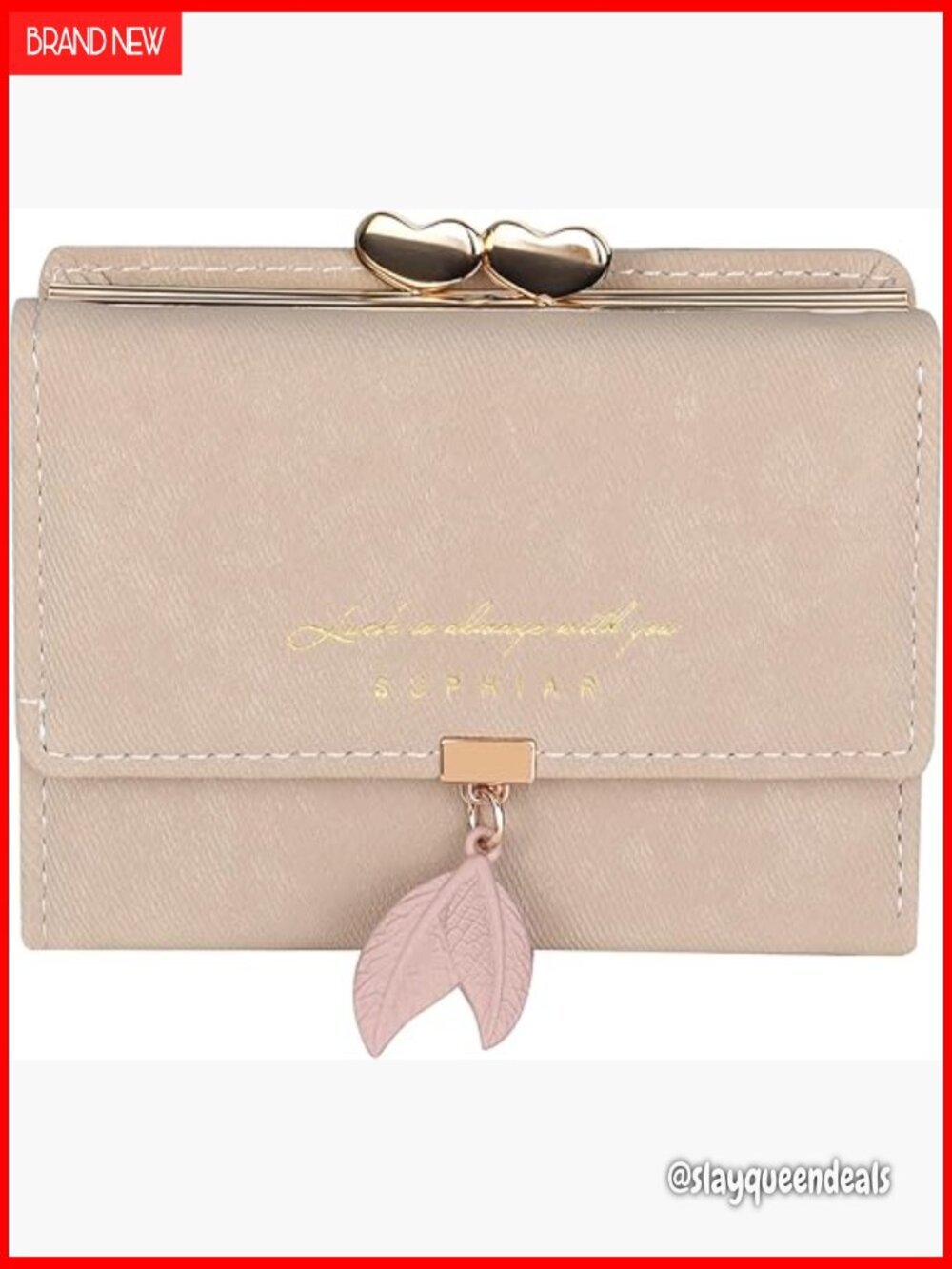 RFID Blocking Trifold Wallet Compact Leather Coin Purse Kiss-Lock